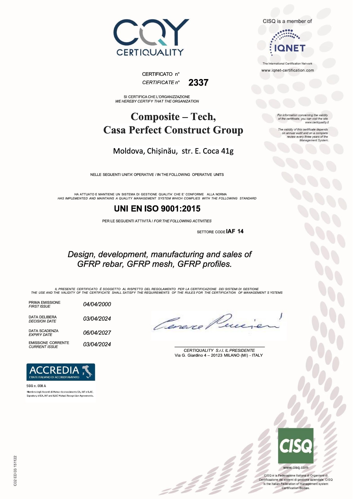 certification 5, Composite-Tech